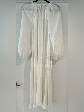 C/MEO Collective Ivory Balloon Sleeve Maxi Dress Size S Boho Tie Waist
